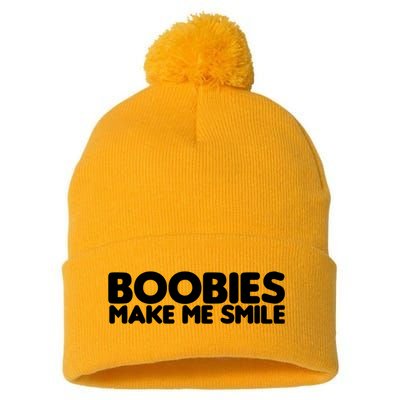 Boobies Make Me Smile Adult Humor Funny Gift Pom Pom 12in Knit Beanie