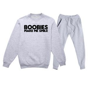 Boobies Make Me Smile Adult Humor Funny Gift Premium Crewneck Sweatsuit Set