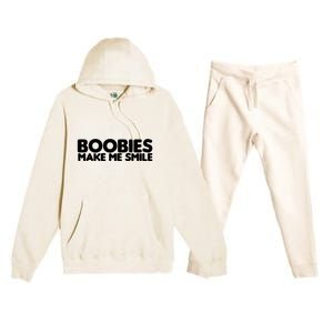 Boobies Make Me Smile Adult Humor Funny Gift Premium Hooded Sweatsuit Set