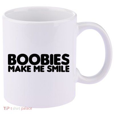 Boobies Make Me Smile Adult Humor Funny Gift 11oz C Handle Ceramic Mug