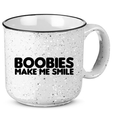Boobies Make Me Smile Adult Humor Funny Gift 15oz Campfire Ceramic Mug