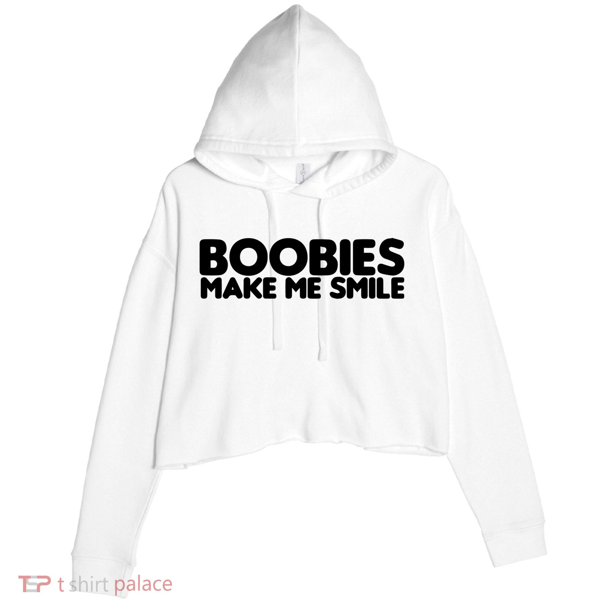 Boobies Make Me Smile Adult Humor Funny Gift Crop Fleece Hoodie