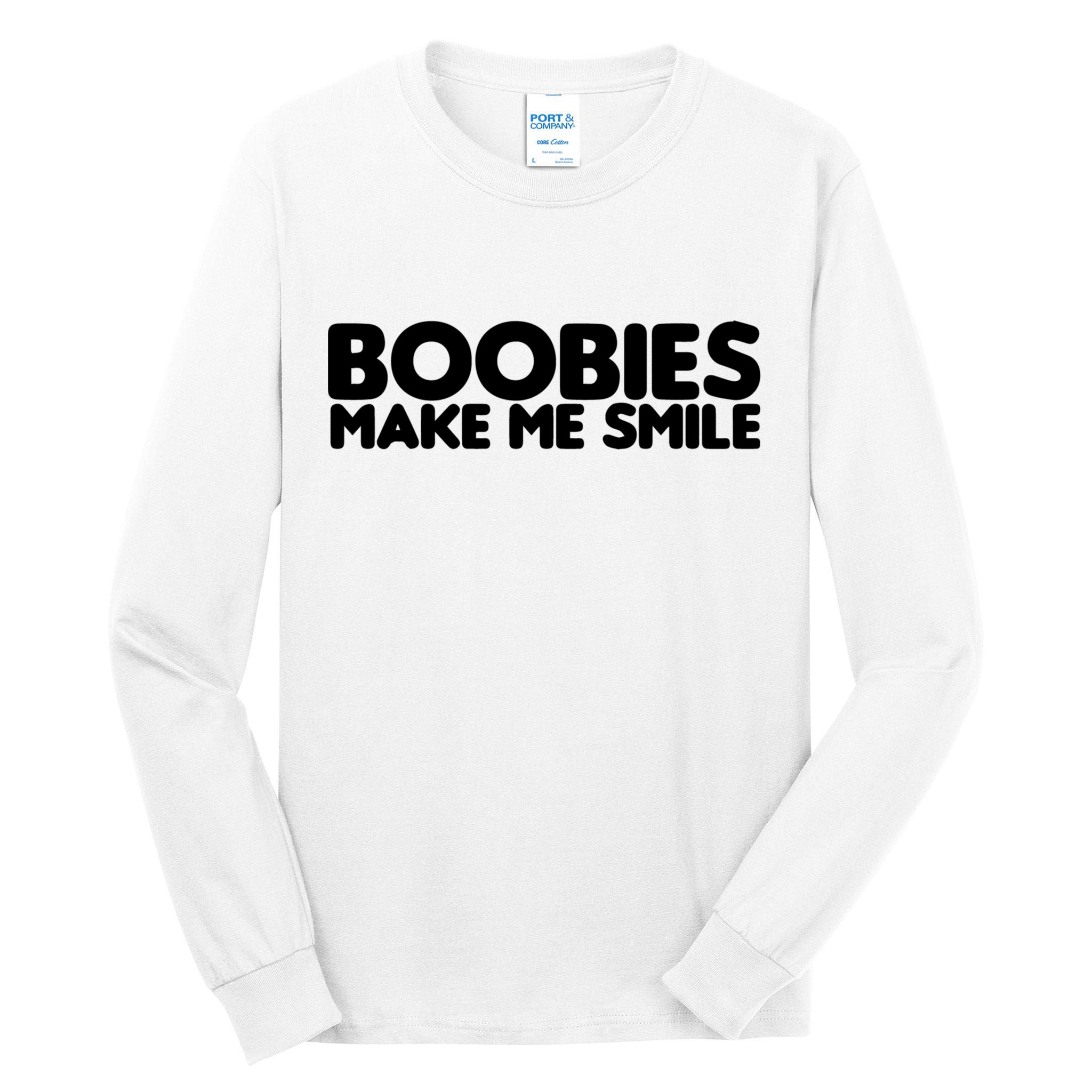 Boobies Make Me Smile Adult Humor Funny Gift Tall Long Sleeve T-Shirt