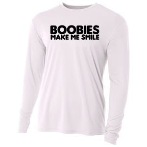 Boobies Make Me Smile Adult Humor Funny Gift Cooling Performance Long Sleeve Crew