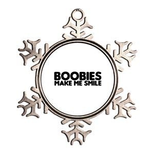 Boobies Make Me Smile Adult Humor Funny Gift Metallic Star Ornament