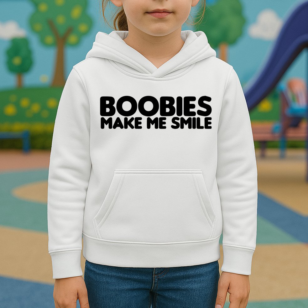 Boobies Make Me Smile Adult Humor Funny Gift Kids Hoodie