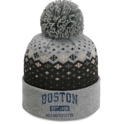 Boston Massachusetts Ma Vintage Sports Design The Baniff Cuffed Pom Beanie