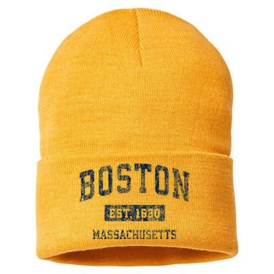 Boston Massachusetts Ma Vintage Sports Design Sustainable Knit Beanie