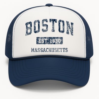 Boston Massachusetts Ma Vintage Sports Design Trucker Hat