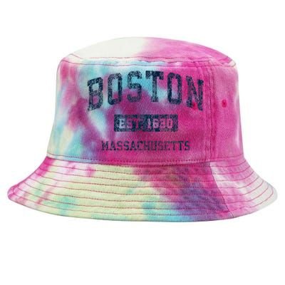 Boston Massachusetts Ma Vintage Sports Design Tie-Dyed Bucket Hat