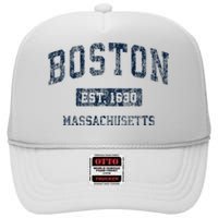 Boston Massachusetts Ma Vintage Sports Design High Crown Mesh Back Trucker Hat