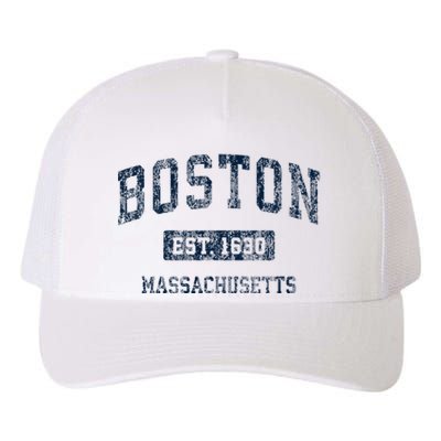 Boston Massachusetts Ma Vintage Sports Design Yupoong Adult 5-Panel Trucker Hat