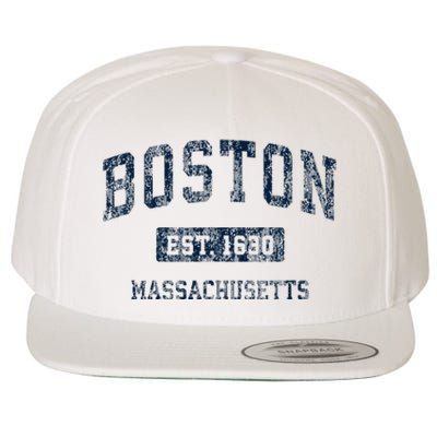 Boston Massachusetts Ma Vintage Sports Design Wool Snapback Cap