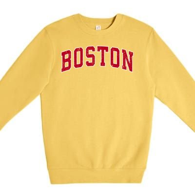 Boston Massachusetts Ma Vintage Sports Design Red Design Premium Crewneck Sweatshirt