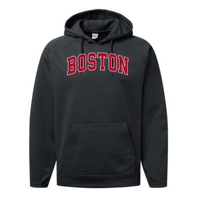 Boston Massachusetts Ma Vintage Sports Design Red Design Performance Fleece Hoodie