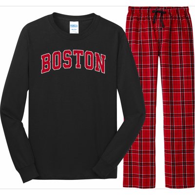 Boston Massachusetts Ma Vintage Sports Design Red Design Long Sleeve Pajama Set