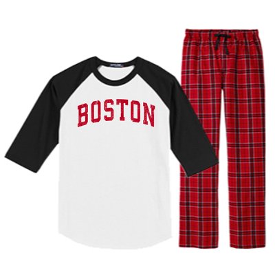 Boston Massachusetts Ma Vintage Sports Design Red Design Raglan Sleeve Pajama Set