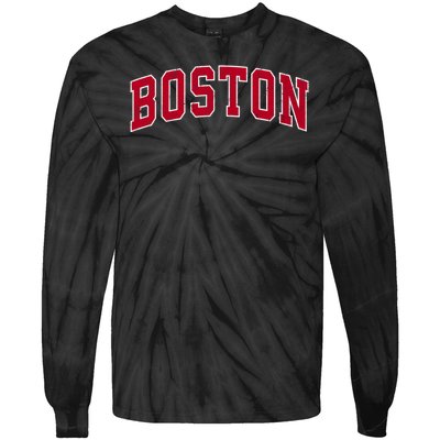 Boston Massachusetts Ma Vintage Sports Design Red Design Tie-Dye Long Sleeve Shirt