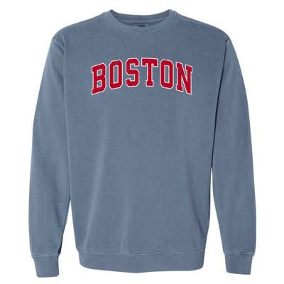 Boston Massachusetts Ma Vintage Sports Design Red Design Garment-Dyed Sweatshirt