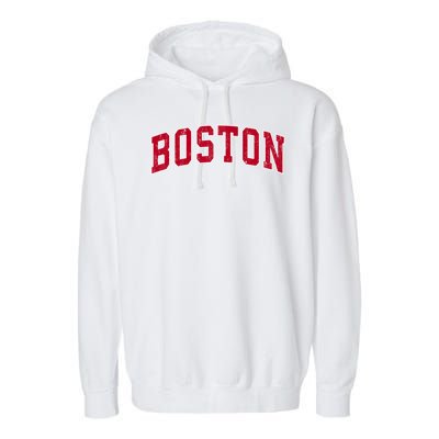 Boston Massachusetts Ma Vintage Sports Design Red Design Garment-Dyed Fleece Hoodie