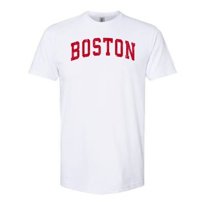 Boston Massachusetts Ma Vintage Sports Design Red Design Softstyle CVC T-Shirt