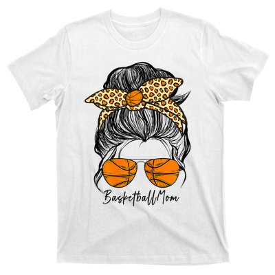 Basketball Mom Messy Bun Proud Mama Basketball Sunshades T-Shirt