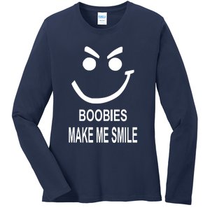 Boobies Make Me Smile Ladies Long Sleeve Shirt