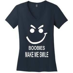 Boobies Make Me Smile Women's V-Neck T-Shirt