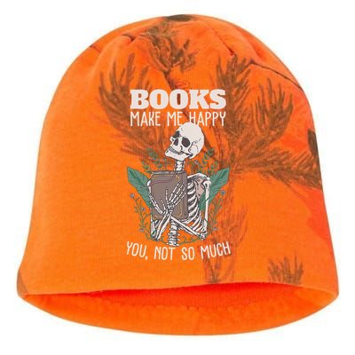 Books Make Me Happy You Not So Much Funny Book Nerd Skeleton Kati - Camo Knit Beanie