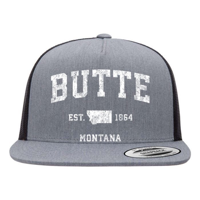 Butte Montana Mt Vintage Athletic Sports Flat Bill Trucker Hat