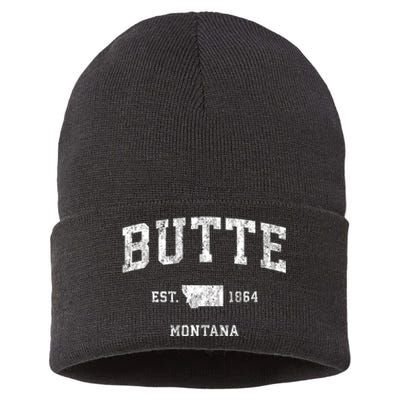 Butte Montana Mt Vintage Athletic Sports Sustainable Knit Beanie