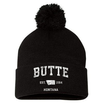 Butte Montana Mt Vintage Athletic Sports Pom Pom 12in Knit Beanie