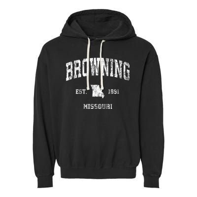 Browning Missouri MO Vintage Athletic Sports Garment-Dyed Fleece Hoodie