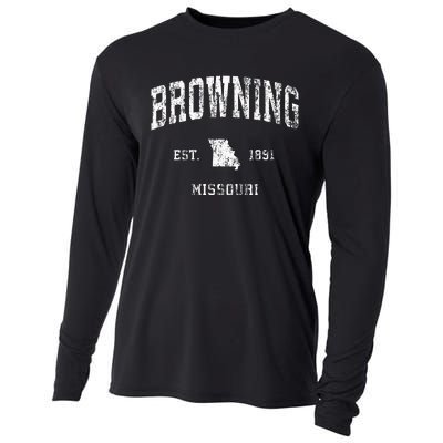 Browning Missouri MO Vintage Athletic Sports Cooling Performance Long Sleeve Crew