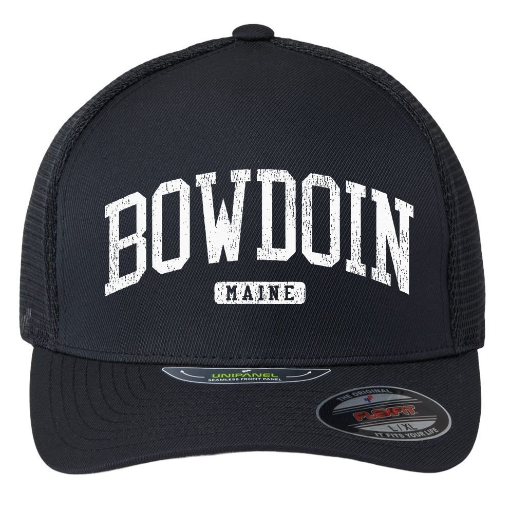 Bowdoin Maine Me Js03 College University Style Flexfit Unipanel Trucker Cap