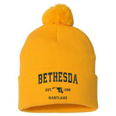 Bethesda Maryland Md Vintage Sports Pom Pom 12in Knit Beanie