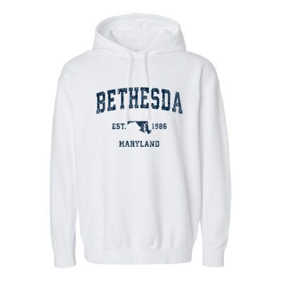 Bethesda Maryland Md Vintage Sports Garment-Dyed Fleece Hoodie