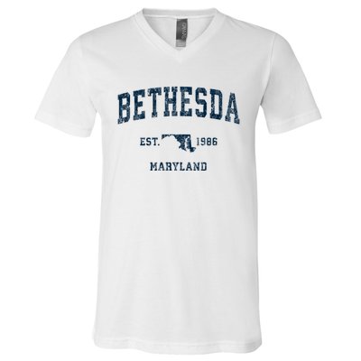 Bethesda Maryland Md Vintage Sports V-Neck T-Shirt