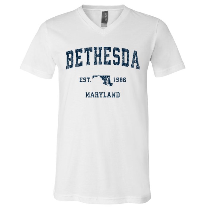 Bethesda Maryland Md Vintage Sports V-Neck T-Shirt