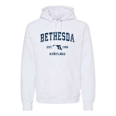 Bethesda Maryland Md Vintage Sports Premium Hoodie