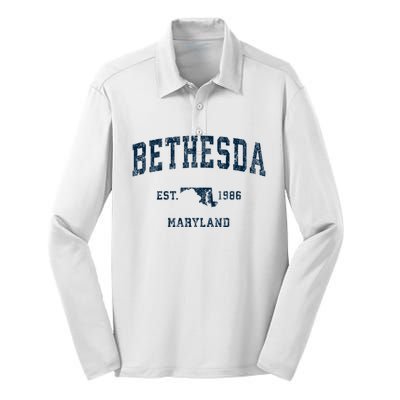 Bethesda Maryland Md Vintage Sports Silk Touch Performance Long Sleeve Polo