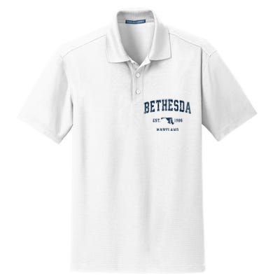 Bethesda Maryland Md Vintage Sports Dry Zone Grid Polo