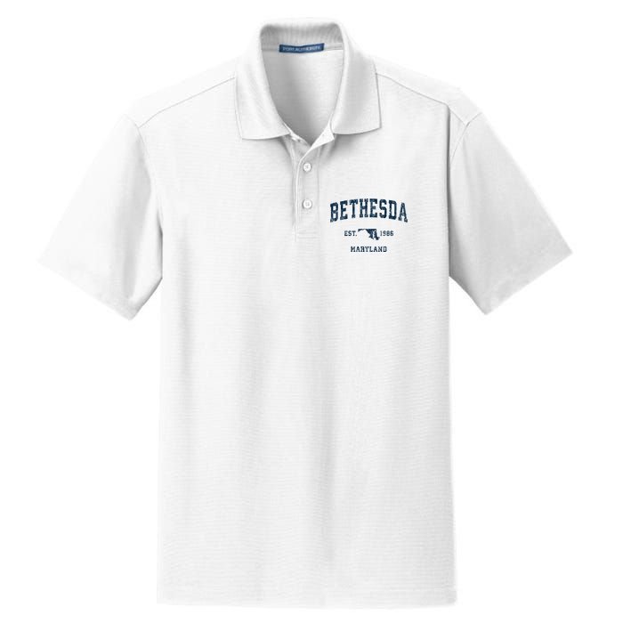 Bethesda Maryland Md Vintage Sports Dry Zone Grid Polo