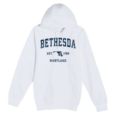 Bethesda Maryland Md Vintage Sports Premium Pullover Hoodie