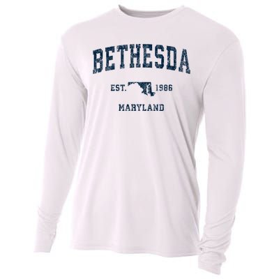 Bethesda Maryland Md Vintage Sports Cooling Performance Long Sleeve Crew