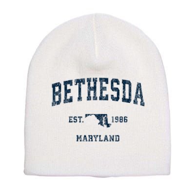 Bethesda Maryland Md Vintage Sports Short Acrylic Beanie