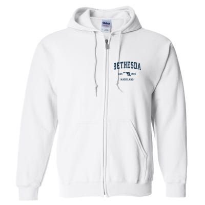 Bethesda Maryland Md Vintage Sports Full Zip Hoodie