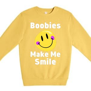 Boobies Make Me Smile Mardi Gras Funny Premium Crewneck Sweatshirt