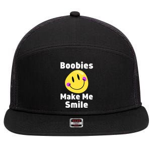 Boobies Make Me Smile Mardi Gras Funny 7 Panel Mesh Trucker Snapback Hat