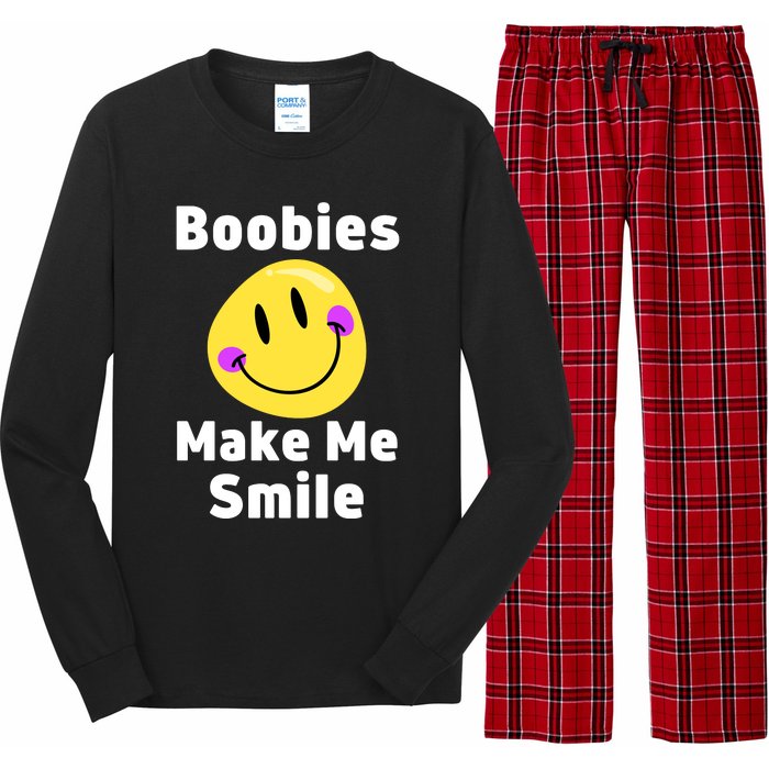 Boobies Make Me Smile Mardi Gras Funny Long Sleeve Pajama Set